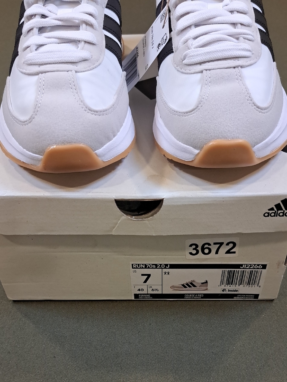 Adidas Run 70s 2.0 Shoes - Color: White/Black/Grey - Size: Juniors 7 - Picture 3 of 10